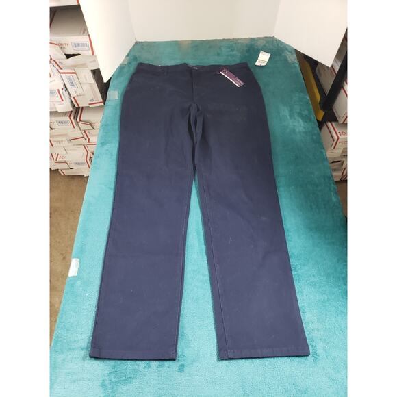 Gloria Vanderbilt Pants Size 14 Womens Blue Stretch Chino Work Career Skinny NWT - Picture 1 of 16